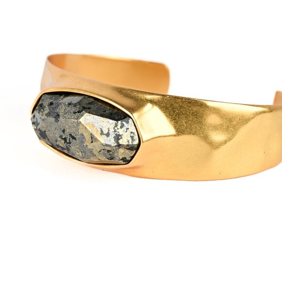Kendra Scott Anna 14K Gold-plated Cuff Bracelet, Statement Bracelet Black Pyrite - Picture 8 of 12